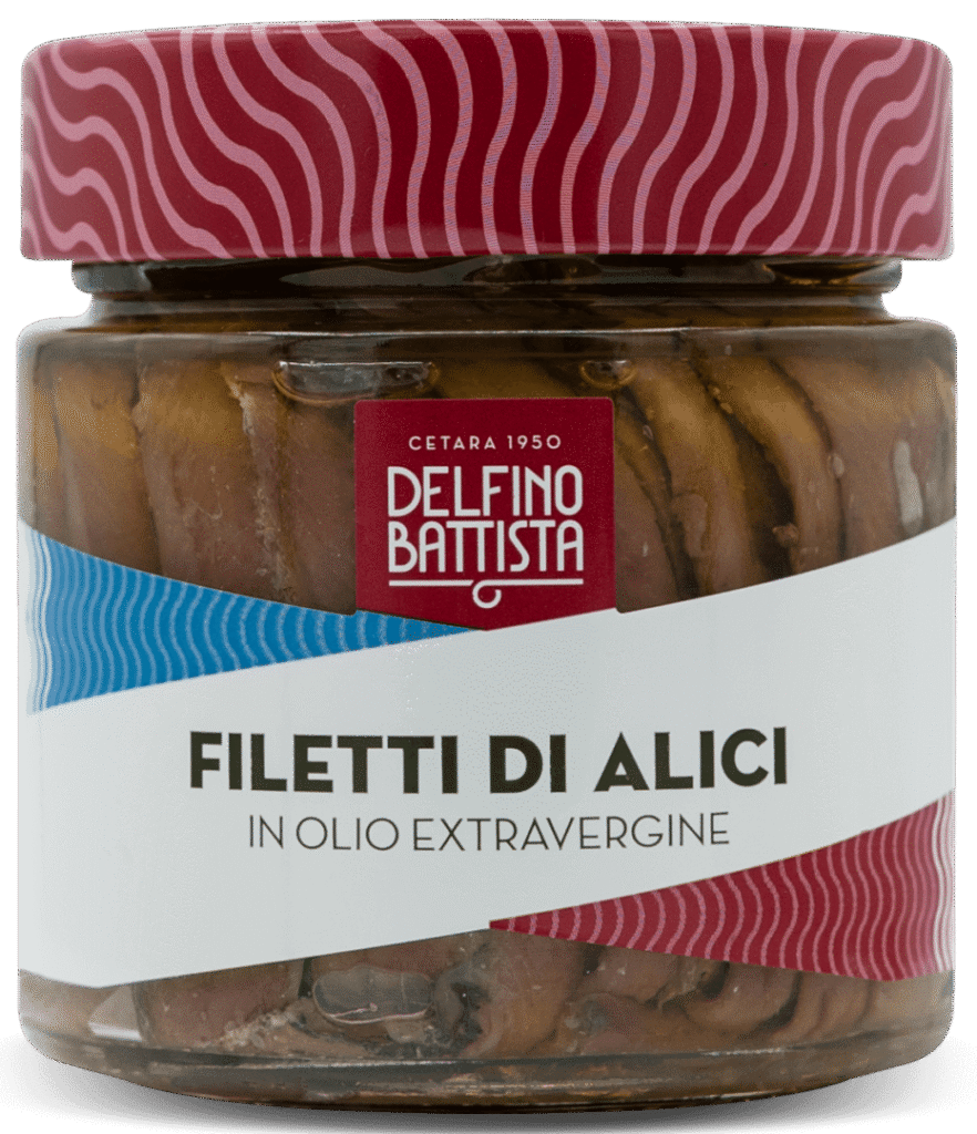 Glas Filetti di alici in Olivenöl von Delfino Battista