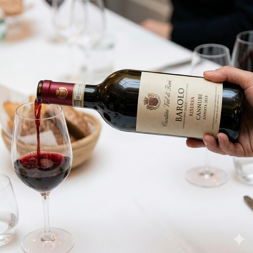 Italienische Weine und Schaumweine mit Weingläsern, einer Flasche Wein und Prosecco für den Feinkost- und Barbedarf