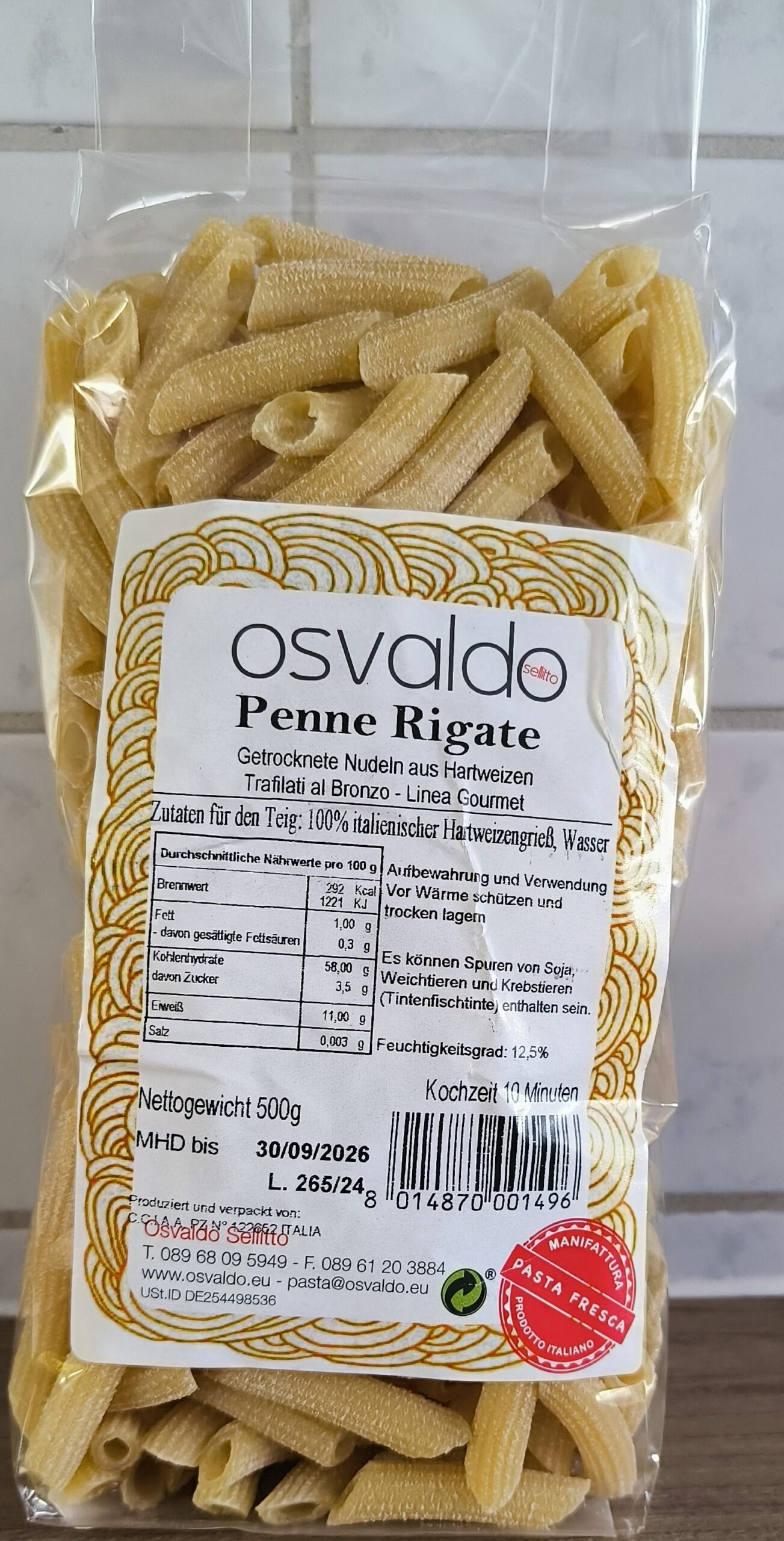 Penne Rigate Secche Pasta Artigianale Osvaldo
